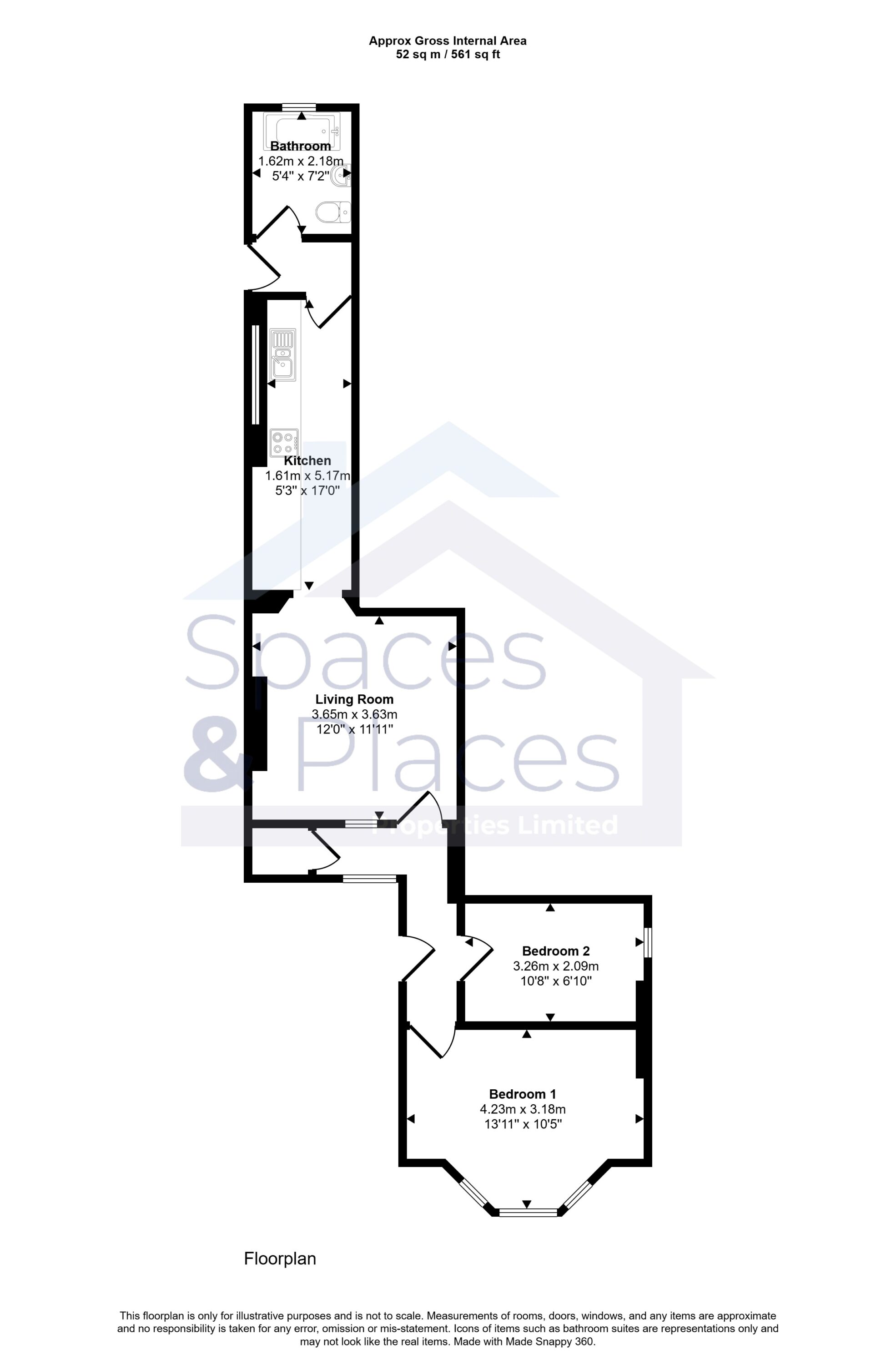 2 bedroom Ground Floor Flat, 17 George Street